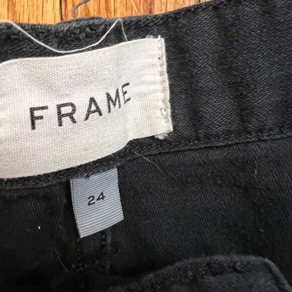 Frame Jeans Womens 24 High Rise Crop Faded Black Crop Zipper Moto - Picture 5 of 11